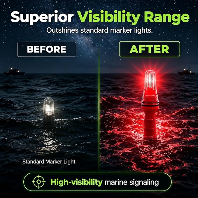 Premium Boat Flares Coast Guard Approved-Waterproof Marine Flares Emergency Visibility Kit for Fishing Boat, LED Roadside Flares&Throwable Flotation Device Compatible (Yellw)