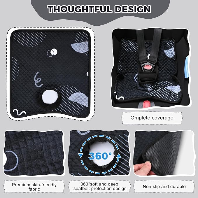 Car Seat Protector for Potty Training, 2 Pack Waterproof CarSeat Liner Toilet Training for Baby Infant Toddler, Dry Seat Piddle Pads Cover for Strollers (Geometric Black)