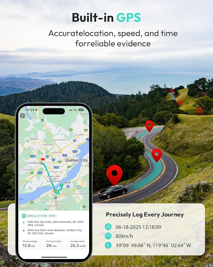 BOTSLAB G300 Plus 4K Dual Dash Cam Front and Rear [2026 Upgraded], STARVIS 2 Sensor, 64GB Card Included, Voice Control, 5GHz WiFi Dashcam Front and Rear Camera, GPS,WDR Night Vision,24H Parking Mode