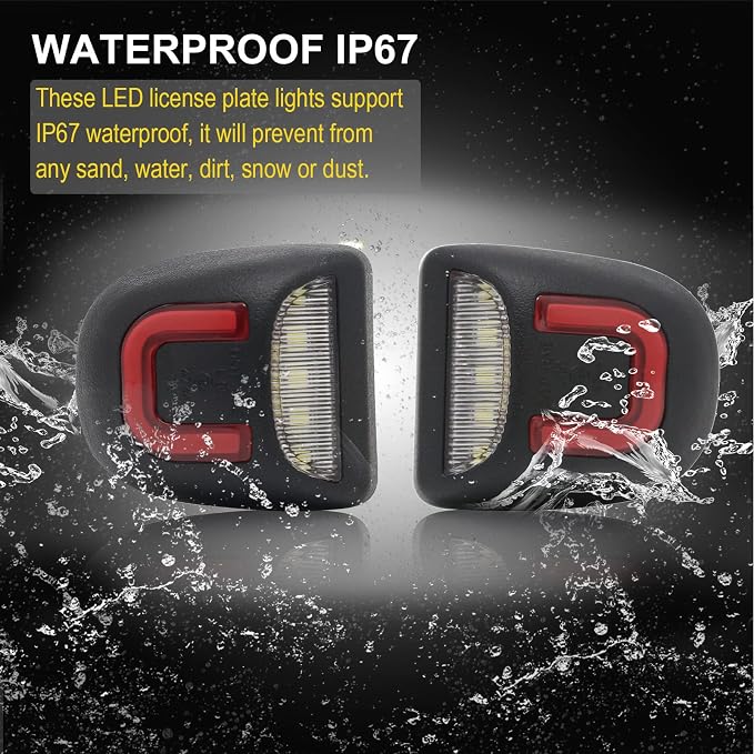 R&F Auto License Plate Lights for Silverado&Sierra 1500 2500 3500 HD | For Avalanche/Tahoe/Suburban/Traverse/Yukon/Yukon XL/Escalade & ESV/EXT Red U-shaped LED Pickup Tag Lamp