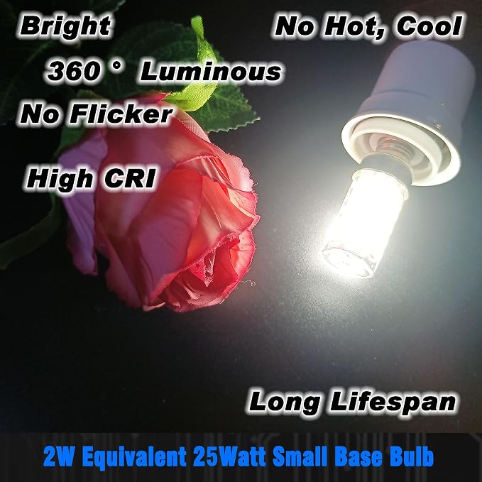 25W Equivalent Decorative Candelabra Bulb Daylight White 6000K E12, 4 Pack | 2 Watt, AC120V, 300lm, Small Base Idear for Ceiling Fan Chandelier Bathroom Vanity Mirror Light Dryer Drum Bulb, Non-Dimmable