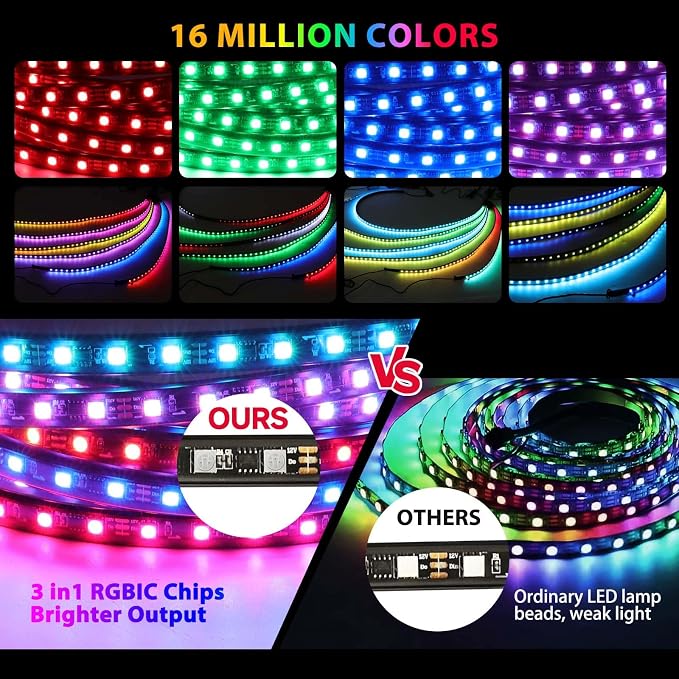 6PCS Golf Cart Underglow LED Light Strip Kit,12-80V,IP65 Waterproof Neon Accent Lighting Kits, Golf Cart Canopy Lights,Glow Neon Underbody Lighting with APP and Remote Control