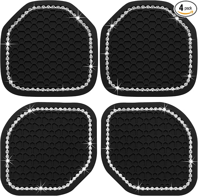 Frienda 4 Pcs Bling Car Coasters Cup Holder Coasters for Car Cup Holder Inserts Compatible with Wrangler 2018-2022 Jl Jlu 2020-2022 Gladiator Jt Cup Mat Pad Interior Decoration Accessories, 2 Styles