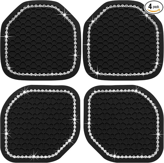 Frienda 4 Pcs Bling Car Coasters Cup Holder Coasters for Car Cup Holder Inserts Compatible with Wrangler 2018-2022 Jl Jlu 2020-2022 Gladiator Jt Cup Mat Pad Interior Decoration Accessories, 2 Styles