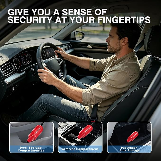 Tool,2026 New Underwater Operable Car Glass Breaker and Concealed Seat Belt Cutting Tool, Auto Crash Survival Safety Device, 2 Pack Car Emergency Accessory (Red)