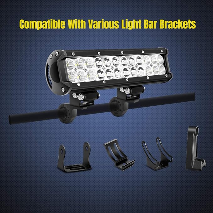 Nilight - 90028D 4PCS LED Light Bar Horizontal Bar Clamp Mounting Kit Fit on 0.75" 1" 1.25" Bull Bars Roof Racks Roll Cages for ATV UTV and Trucks, 2 Years Warranty,Black