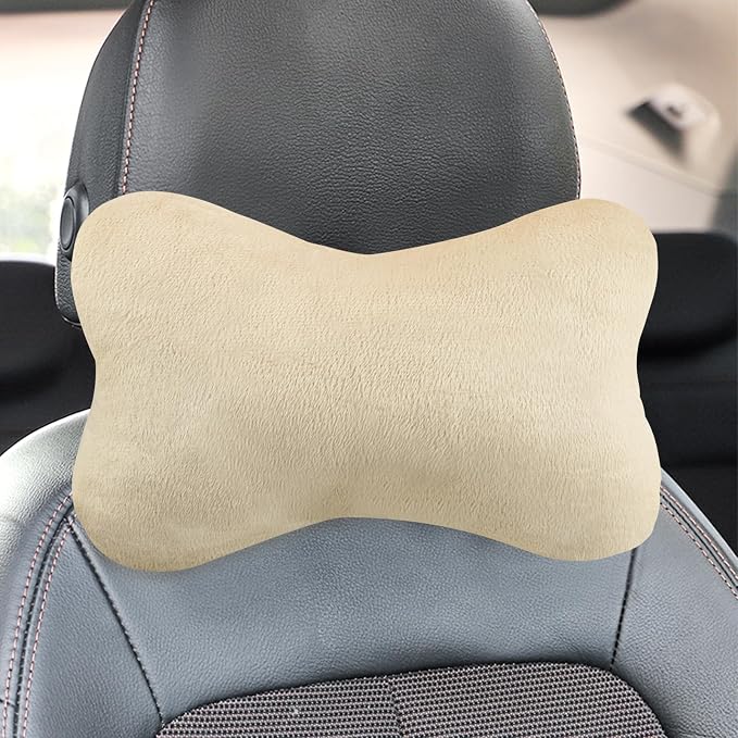 2PCS Car Headrest Pillow,Soft & Comfortable Car Neck Pillow for Driving Fatigue Relieve,All-Season Universal Cars Head Rest Pillows Automotive Interlor Accessorles for Cars (Beige/2PCS)