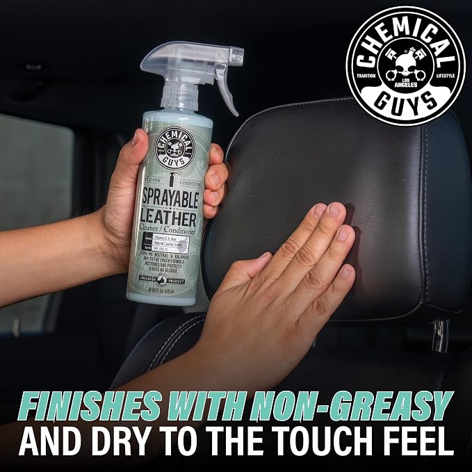Chemical Guys SPI_103 Sprayable Leather Cleaner and Conditioner in One for Interiors, Apparel, and More (Works on Natural, Synthetic, Pleather, Faux Leather and More) Leather Scent, 128 fl oz (1 Gal)
