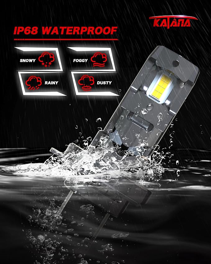 Katana H7 Bulbs, No Adapter Required 1:1 Size 400% Brightness 6500K of 2 | 32 Chips Per Pair, Turbo Cooling Fan, 50,000H+ Lifespan