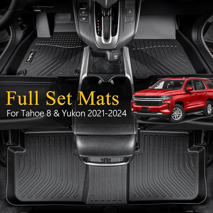 Wailtnb-All Weather Floor Mats & Cargo Liner for 2026 2025-2021 Chevrolet Tahoe & GMC Yukon (8 Seater) (Not fit XL) Custom Fit Tahoe Durable Easy to Clean fit for Tahoe Accessories for Tahoe
