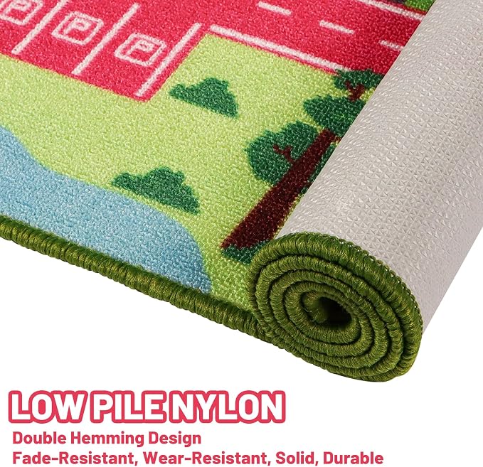 Kids Carpet Playmat Rug 78.7"x59", Car Rug for Kids Cars, Non-Slip Town City Road Map Kids Rug for Playroom Bedroom Boys, Kids Cars Road Rugs, Track Carpets (78.7X59Inch,Pink)