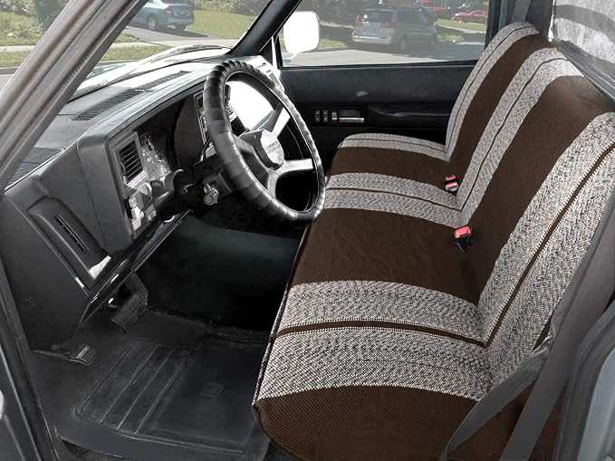 Leader Accessories Saddle Blanket Full Size Truck Bench Seat Cover, Brown | Solid Bench Seat Cover for Pickup SUVs, Heavy-Duty Woven Fabric Protect Dirt, Stains, Universal Fits Ford, Chevrolet, Dodge