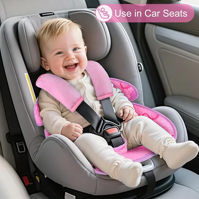 Car Seat Potty Training Protector, 2 Pack Waterproof Piddle Pad Carseat for Baby Toddlers, Leak-Proof Car Seat Liner with Non-Slip & 2 Strap Covers, Machine Washable - Pink