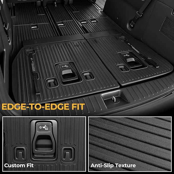 Floor Mats for Kia Carnival 2022-2026 Gas, Full Coverage All Weather Floor Mat Trunk Cargo Liner with Backrest Protectors & Door Sill Guards Accessories, Full Coverage Set (Fit 8 Seats)