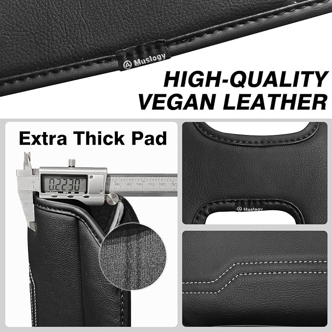 Muslogy Center Console Armrest Cover Fit for Chevy Silverado & GMC Sierra 1500 2500 3500 2014-2018, Tahoe/Yukon/Suburban 2015-2020, Comfort Armrest Pad Console Lid Cushion Regular Thick (Bucket Seat)