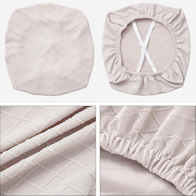Fuloon Stretch Chair Seat Covers 6 PCS, Removable Washable Dining Chair Covers Anti-Dust Dining Room Seat Cushion Slipcovers (6, Pale Beige)