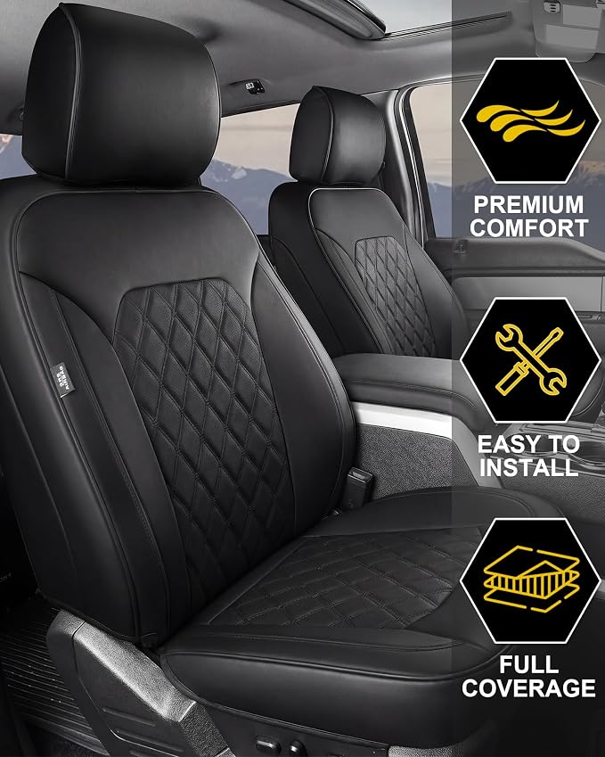 Umbrauto Custom Seat Covers for Silverado, Waterproof Nappa Leather Full Set Seatcovers for Chevy Silverado/GMC Sierra 2007-2013 & 2019-2025 2026 1500, 2020-2026 2500HD 3500HD Crew/Double/Extended Cab