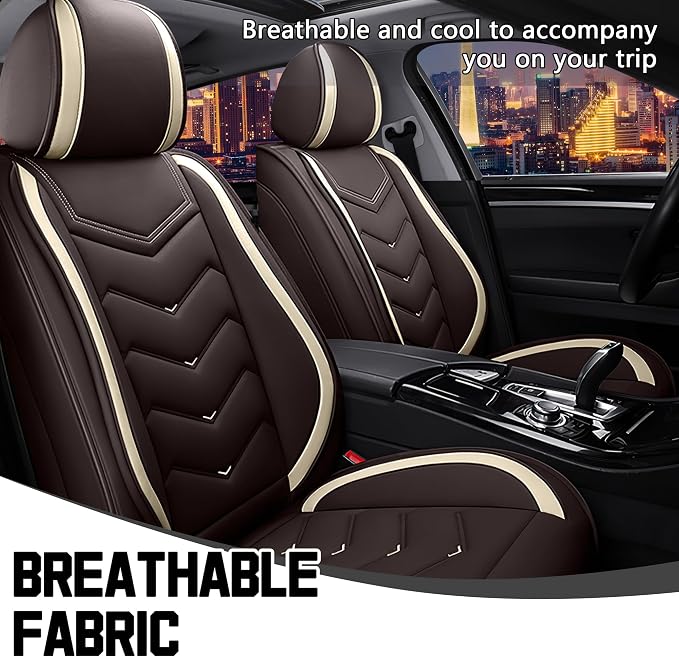 CTDS Car Seat Covers for Honda Civic 2000-2026, Stylish Sport Seat Cover, Premium Nappa Leather Car Seat Cover. Automobile Seat Covers Sets.(Standard 2 Seats/Coffee Color)