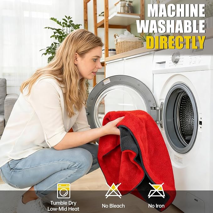 ThinkLearn Car Drying Towel 59"x24" 1300 GSM Ultra Absorbent Microfiber 3PC | Twisted-Loop, Extra Large, Lint Free Surface, Scratch & Streak-Free, Soft On Paint, Machine Washable, for Cars Trucks SUVs