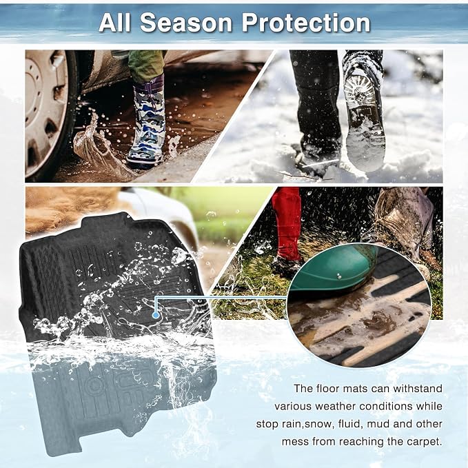 Mixsuper F-250/F-350 Floor mats-Floor mat for Ford F-250/F-350/F-450/F-550 2012-2016,All Weather TPE Rubber Floor Liners Protection for F-450/F-550 Accessories,1Row Anti-Slip Car Mats, Black