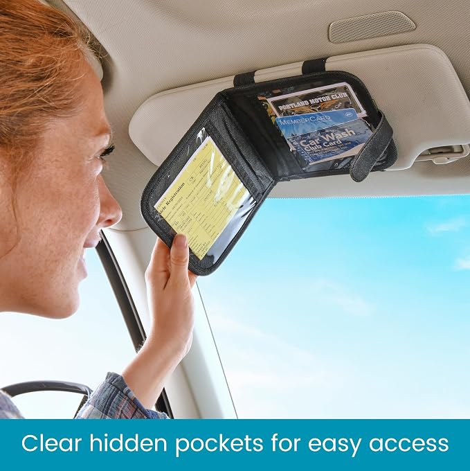 High Road Car Visor Organizer and Registration and Insurance Card Holder with Clear Document Pockets and 3 Card Holders - Vehicle Document Holder for Cars, Trucks and SUVs - 12 pack
