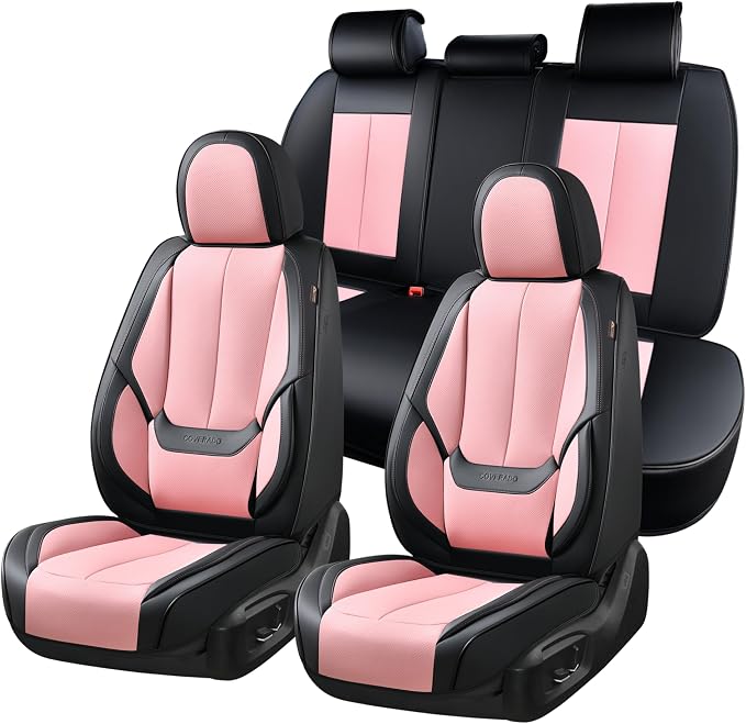 Coverado Car Seat Covers, Seat Covers for Cars, Waterproof Leather Auto Seat Protectors, Leather Car Seat Cushion, Car Interiors Accessories Universal Fit for Most Cars