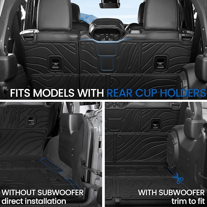Floor Mats Set for Jeep Wrangler JL 2018-2025 2026 Unlimited 4-Door (Not fit JK/4XE/2-Door), All Weather TPE Backrest Mat Trunk Mat Cargo Liner Door Sill Guards Accessories