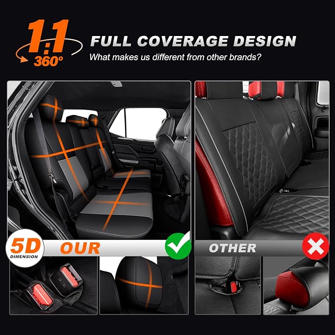 AOMSAZTO Custom Fit Seat Covers for Toyota 4Runner 2025 2026 | Full Set Faux Leather Car Seats Cover for 4Runner Accessories Black&Gray(5 Seats Model Only)