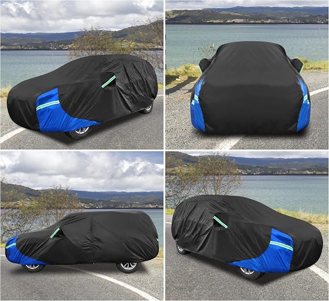 X AUTOHAUX YL SUV Car Cover Waterproof Snowproof All Weather for Car Outdoor Full Car Cover Rain Sun Protection Universal Fit for SUV 182"-190"