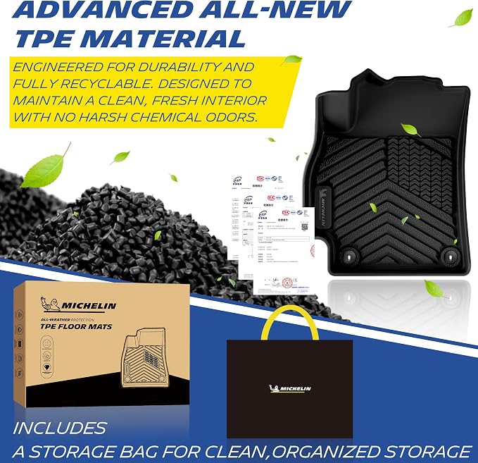Michelin Vehicle Mats, Premier Series All-Weather TPE Custom Fit Liner for 2026 Kia K4 Hatchback Floor Mats, Not for K4 Sedan (4 Piece)