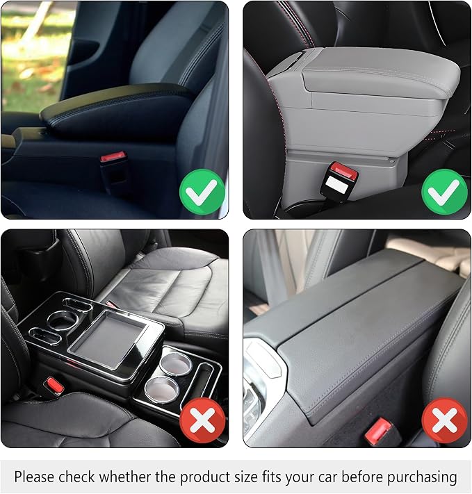 Stacool Upgraded Car Center Console Cover,Microfiber Leather Car Armrest Cover Cushion with 2 Storage Bags,Universal Car Armrest Storage Box (Orange)