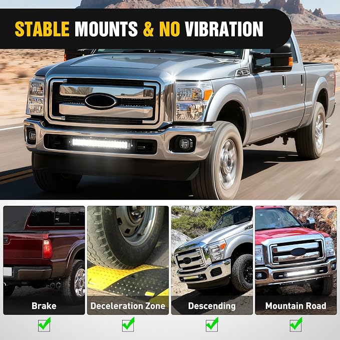 Nilight Front Lower Hidden Bumper Mounting Brackets for 20-22inch Straight LED Light Bar Compatible with 2011-2016 Ford F250 F350 F450