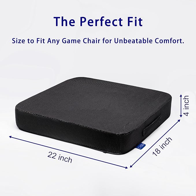 Ifoam Gel Infused Memory Foam Layer Wheelchair Cushion - Seat Cushion for Wheelchair-Office Chair, Kitchen Chair-Pressure Sore and Tailbone Pain Relief-High Dense Polyfoam Base (Black, 22×18×4 inch)