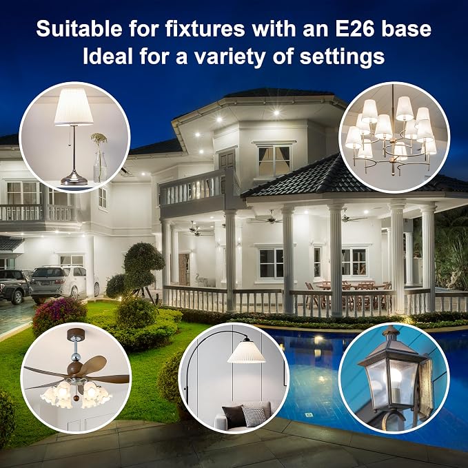 8 Pack A19 LED Light Bulbs, 60W Equivalent, 5000K Daylight Light Bulbs Non-Dimmable with E26 Standard Base, Efficient 9W, 800 Lumens, 120V, CRI 85, Light Bulb for Bedroom Living Room