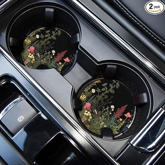 WOCOCN Cute Cup Holder Coasters for Your Car with Fingertip Grip, Auto Accessories for Women & Men,Pack of 2(Tussock)
