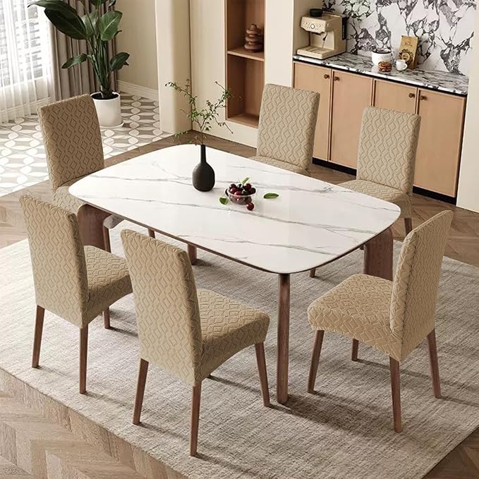Genina Waterproof Chair Covers for Dining Room Set of 4, Removable Washable Chair Slipcover Protectors, Large Khaki