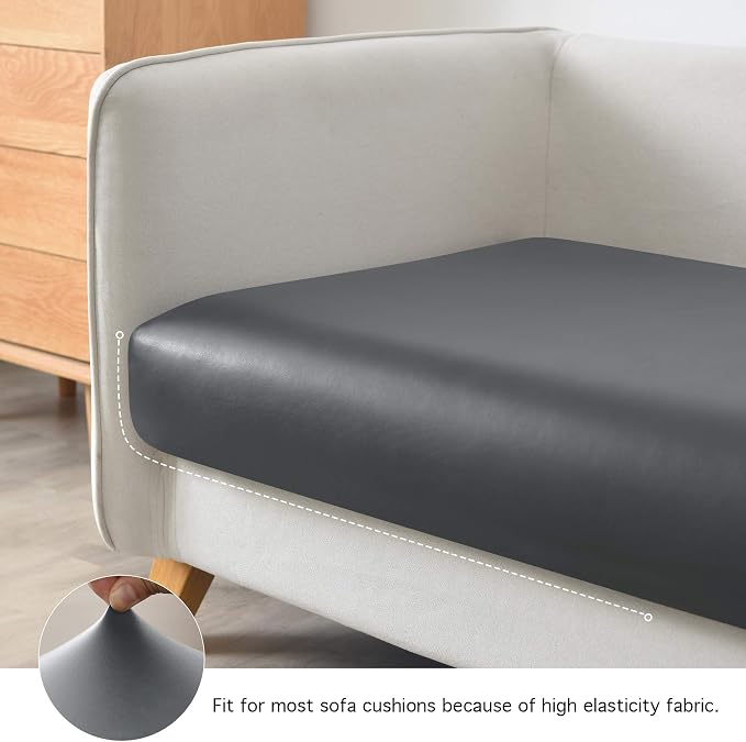 Yates Home PU Leather Couch Sofa Cushion Slipcover Water-Proof Elastic Chair RV Seat Covers Loveseat Sofa Furniture Protector Slip Cover for Settee Seater Replacement(X-Large, Gray)
