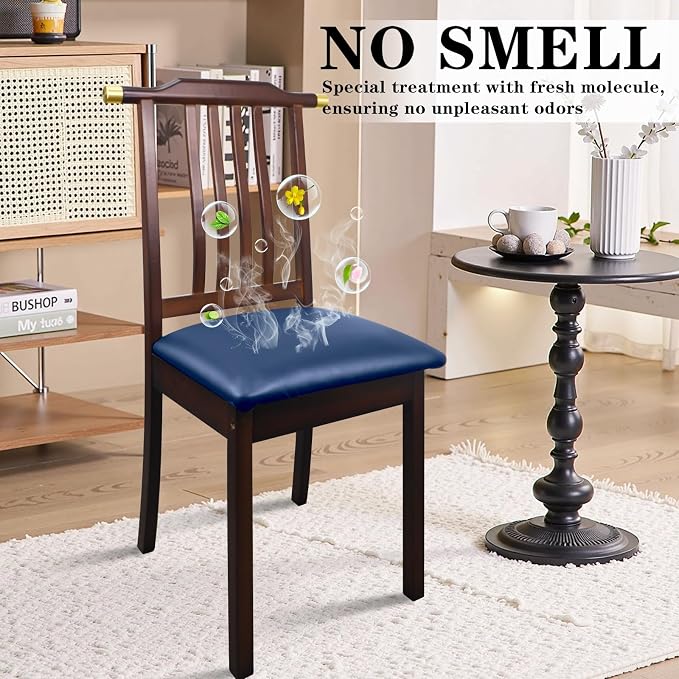 Pu Leather Dining Chair Seat Covers Set of 2, Waterproof Kitchen Chair Covers Stretch Chair Cover for Kitchen/Dining Room/Hotel, Tasteless seat Covers for Chairs (Blue - 2 PCS)
