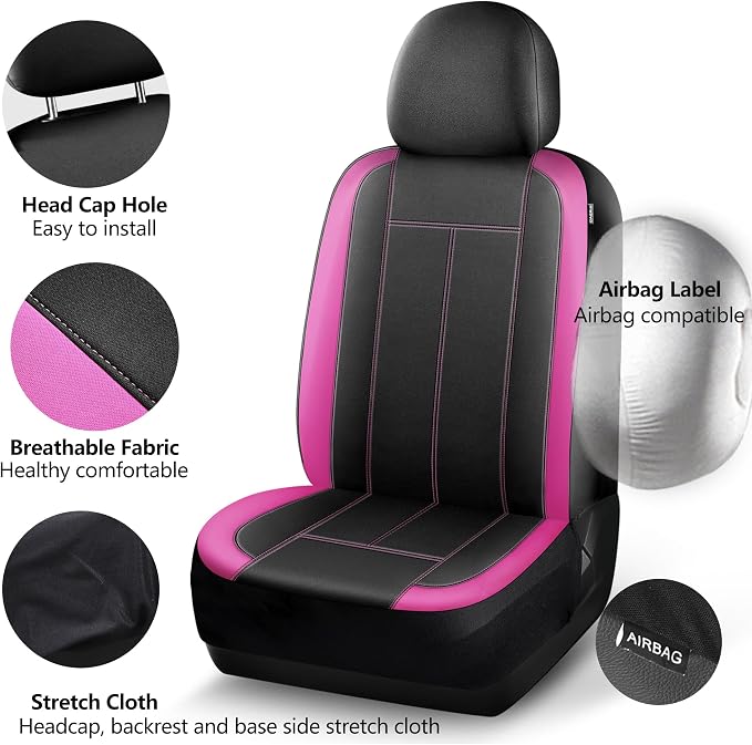 HChengkikz 2 Pack Front Neoprene Car Seat Covers | Waterproof Comfortable Seat Protectors, Airbag Compatible Universal Fit for Sedans, SUVs, Trucks, Vans