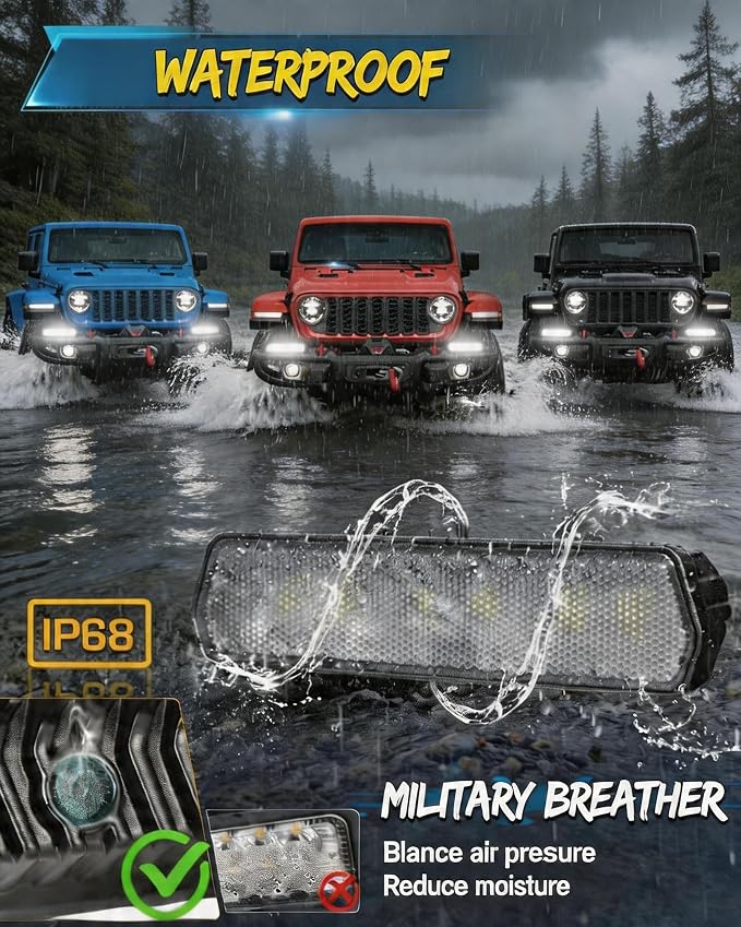 6 Inch LED Light Bar Single Row Slim 120W Flood Driving Lights 2PCS | 2PCS 12,000LM Diffusion Beam Off Road Pods with DT Wiring Harness Backup Bumper Fog Lights for Truck SUV ATV UTV Boat