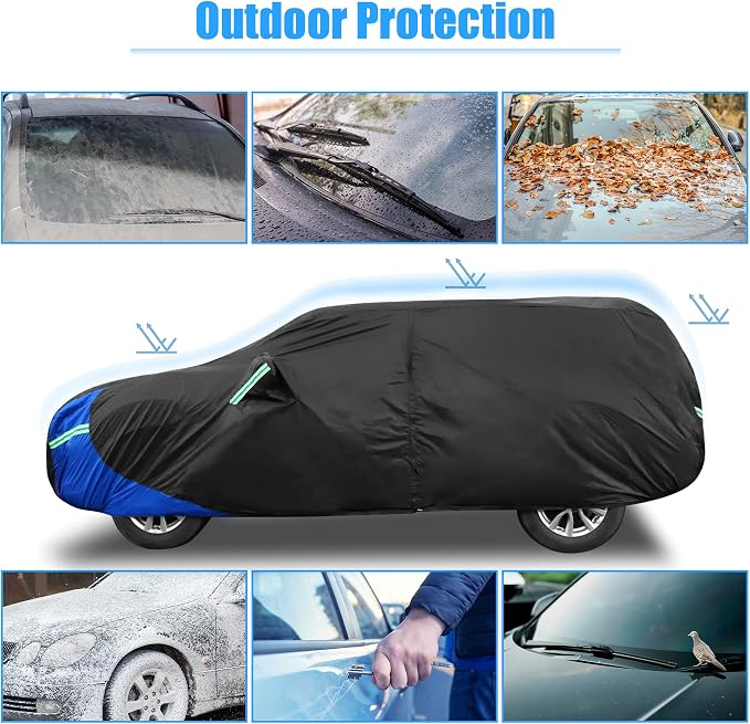 X AUTOHAUX YL SUV Car Cover Waterproof Snowproof All Weather for Car Outdoor Full Car Cover Rain Sun Protection Universal Fit for SUV 182"-190"