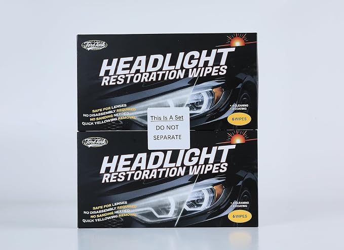 toretark Headlight Restoration Kit Wipes, 5-Min Fix, Restoring to Like-New Condition, Safe for OEM Lens, Headlight Restoration Wipes & Cleaning Wipes, Headlight Cleaner and Restorer Kit 2 Pack