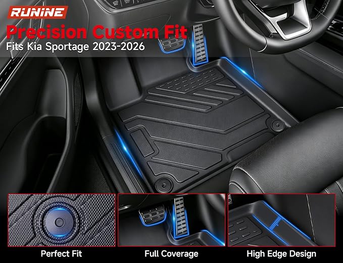Floor Mats for Kia Sportage 2023-2026 (Not for Hybrid), All Weather Protection Custom Floor Mats Trunk Cargo and Car Windshield Cover Set for Kia Sportage Accessories,Car Floor Liners Set