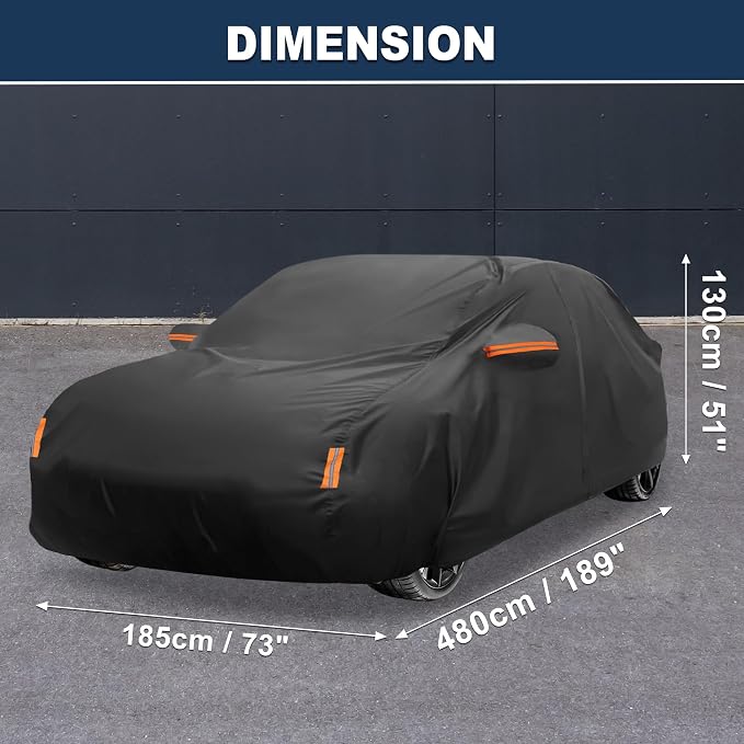 ACROPIX Car Cover Waterproof All Weather Full Exterior Cover Rain Hail Sun Protector Car Cover Black Fit for Tesla Model 3 2017-2024 with Door Zipper - Pack of 1