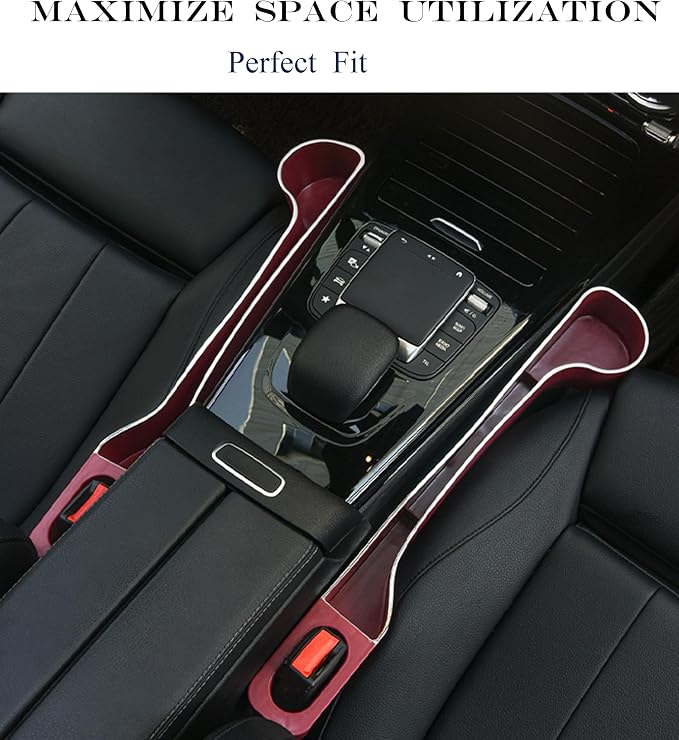 Upgraded Car Side Seat Gap Filler Dual Slot Organizer with Phone Cup Holder(2, red)
