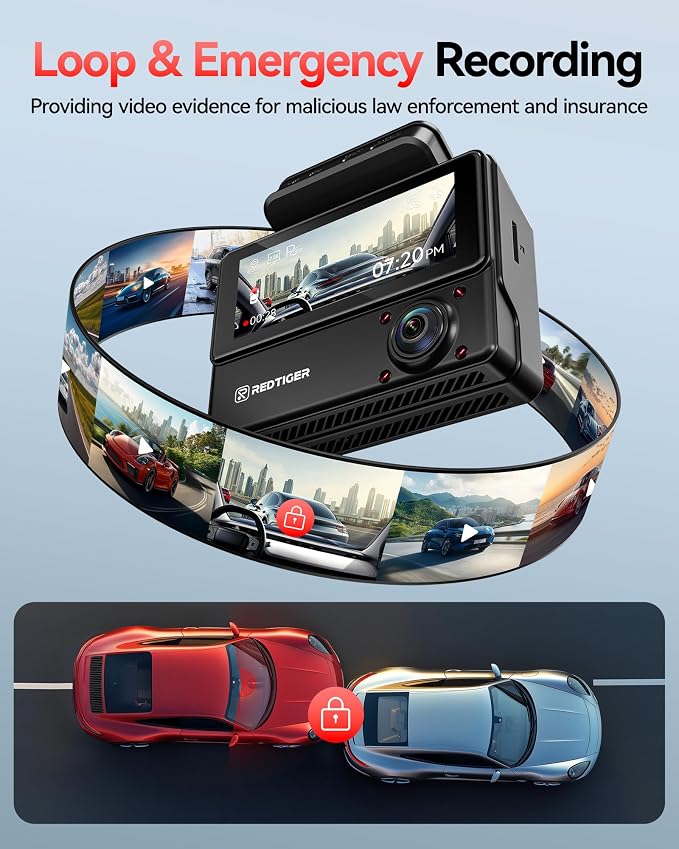 REDTIGER 530° Dash Cam 3 Channel, 2.5K+2.5K+1080P Triple Car Camera with IR Night Vision, Touch Screen, Dashcam for Front Inside Rear Included WiFi GPS, 24H Parking Mode(No Card Included)