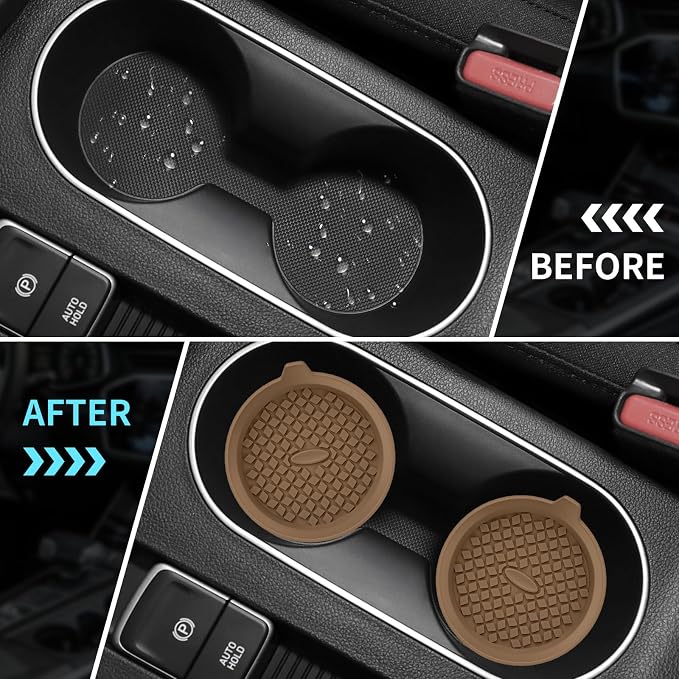 ME.FAN Car Cup Holder Coasters [4 Pack] Silicone Cups Mats, Automotive Universal Non-Slip Recessed Interior Accessories Coffee
