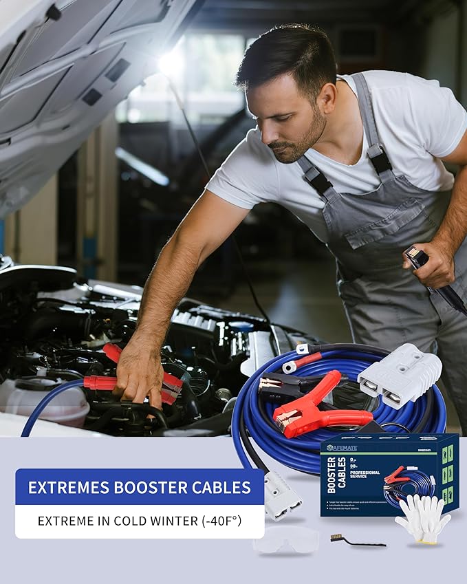 SAFEMATE 0 Gauge 30FT Heavy Duty Jumper Cables for Diesel Trucks, Pickup & SUV – 1000A Booster Cable with Quick Connect Plug, Tangle-Free, Carry Bag – 12V/24V
