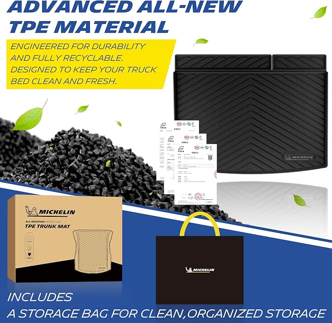Michelin Vehicle Mats for 21-26 Suburban/Yukon XL/Escalade ESV, Trunk Mat | Not Fit Yukon/Escalade, All-Weather TPE Custom Fit Cargo Liner, Non-Slip, Odor Free, Premier (1 Piece)