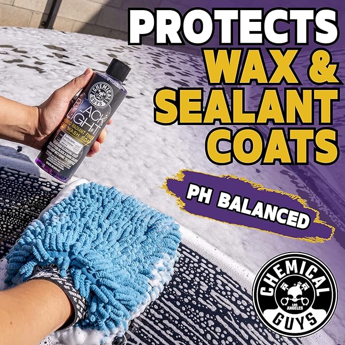 Chemical Guys, Black Light Hybrid Radiant Finish Car Wash Soap, 2 x 16 oz | Gloss-enhancing pH-balanced soap cleans and deepens shine on dark paint, gentle in cannons, guns or buckets